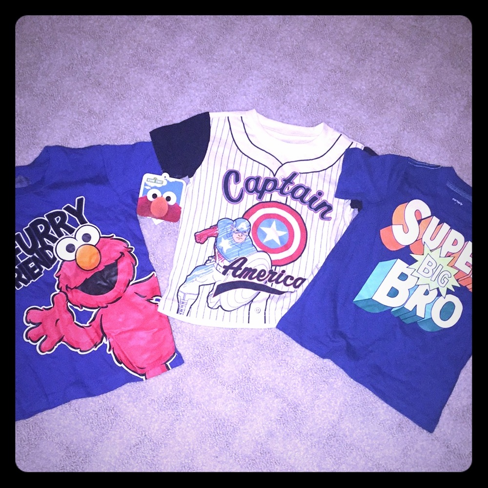 3T Shirt Lot - Elmo, Big Brother, Captain America